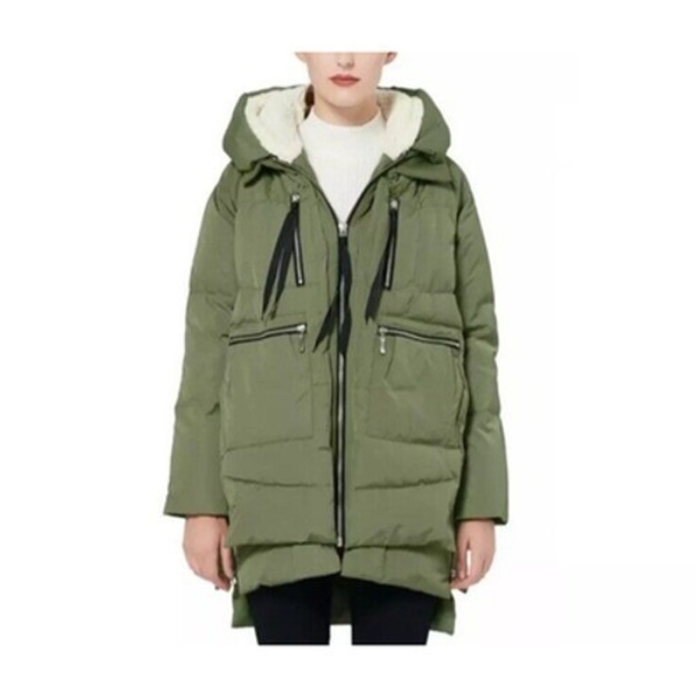 Orolay Puffer Coat Womens Small Olive Thickened Puffer 90% Duck Down Jacket